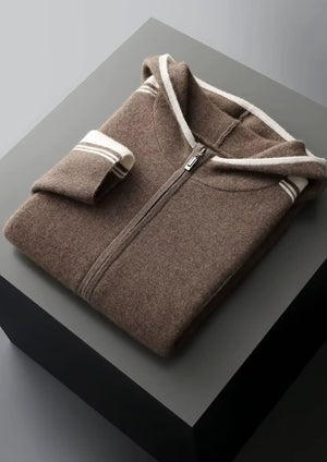 Herre tracksuit i varm uldblend – zip-hoodie & afslappede joggers med sporty striber - Havn Studio