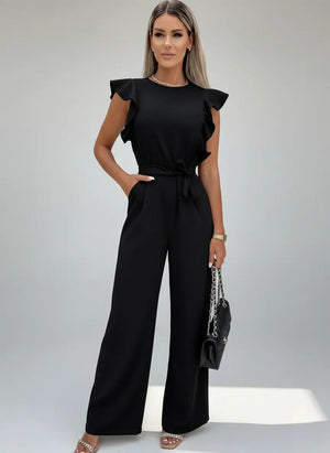 Ærmeløs jumpsuit med flæsedetaljer til kvinder - Elegant, moderne og komfortabel - Havn Studio