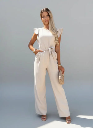 Ærmeløs jumpsuit med flæsedetaljer til kvinder - Elegant, moderne og komfortabel - Havn Studio