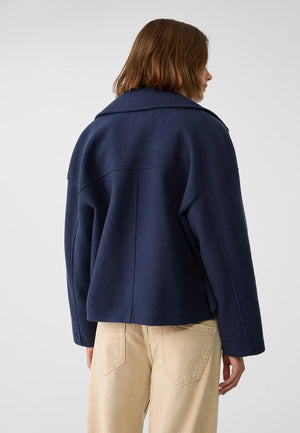 Dame Uldjakke – Kort Elegant Double Breasted Jakke med Brede Revers - Havn Studio