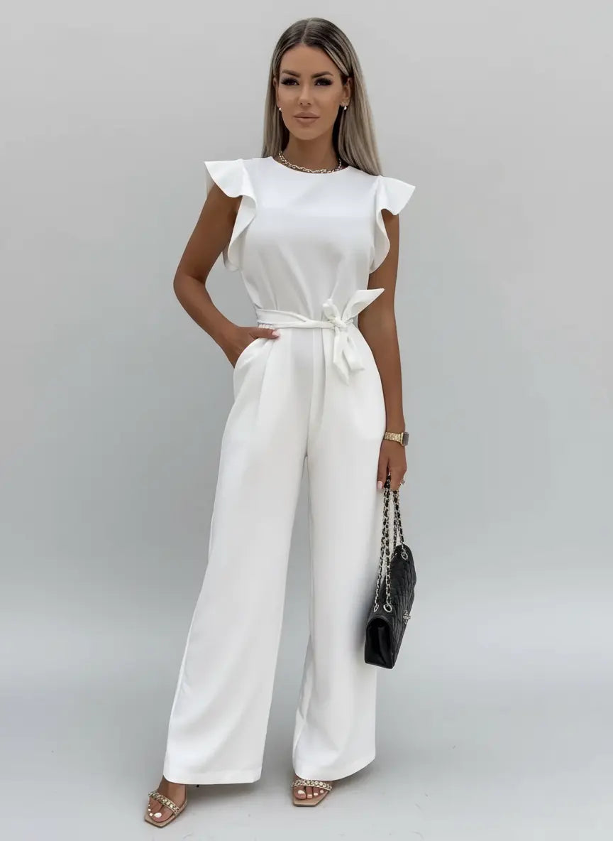 Ærmeløs jumpsuit med flæsedetaljer til kvinder - Elegant, moderne og komfortabel - Havn Studio