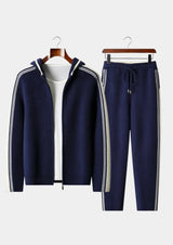 Herre tracksuit i varm uldblend – zip-hoodie & afslappede joggers med sporty striber - Havn Studio