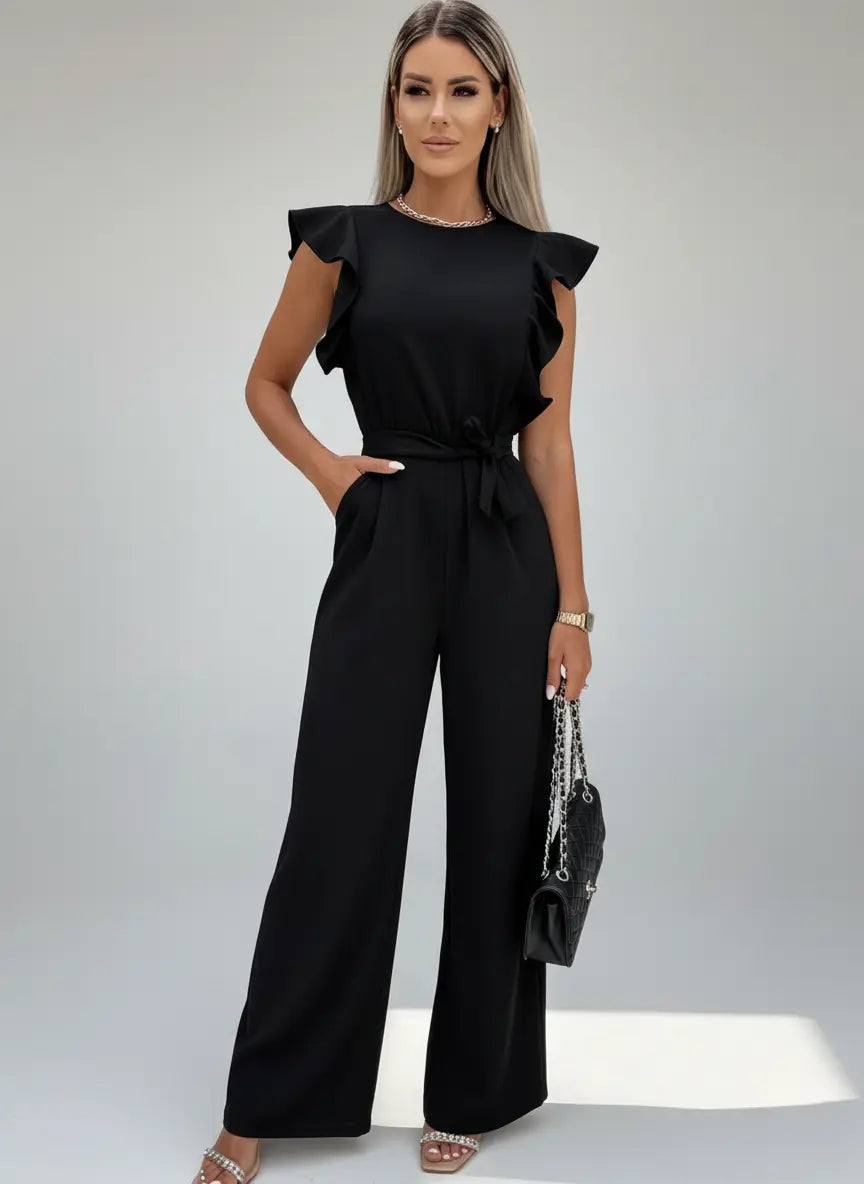 Ærmeløs jumpsuit med flæsedetaljer til kvinder - Elegant, moderne og komfortabel - Havn Studio