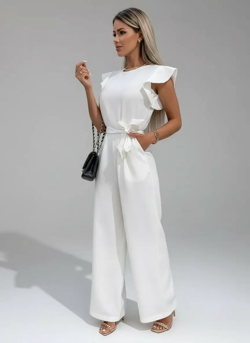 Ærmeløs jumpsuit med flæsedetaljer til kvinder - Elegant, moderne og komfortabel - Havn Studio
