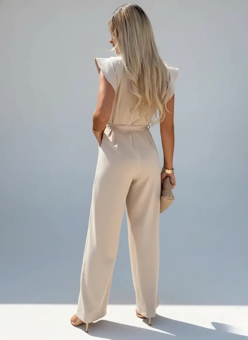 Ærmeløs jumpsuit med flæsedetaljer til kvinder - Elegant, moderne og komfortabel - Havn Studio