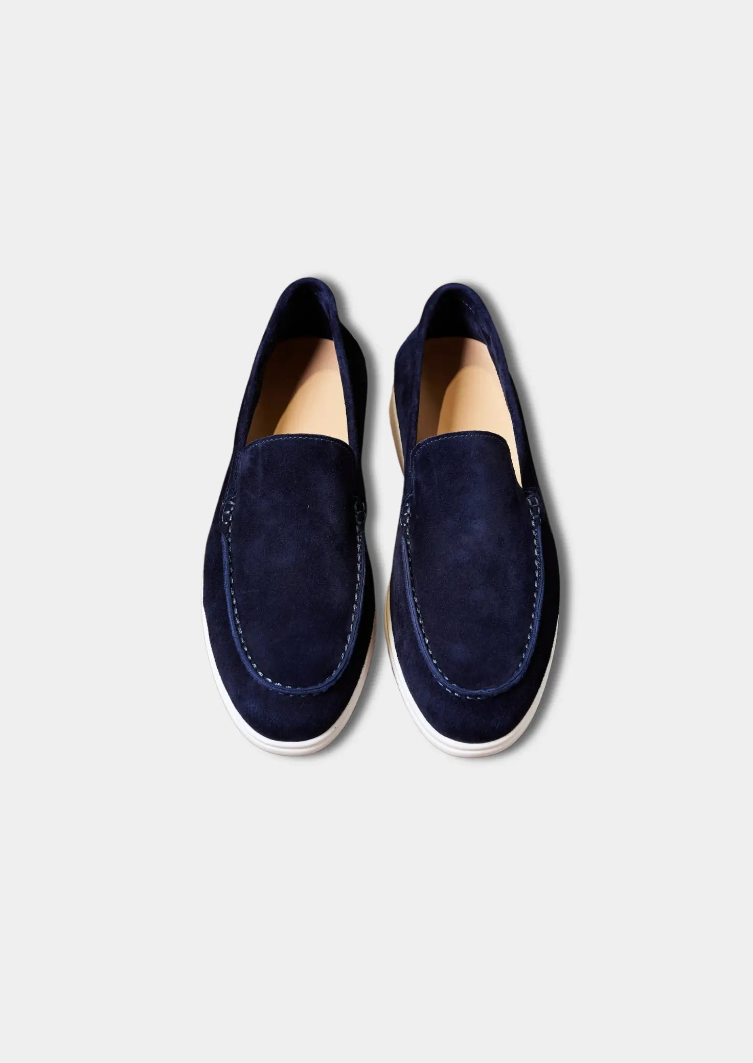 Herre loafers i ruskind – let, åndbar og stilren slip-on sko i marineblå - Havn Studio