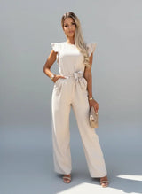 Ærmeløs jumpsuit med flæsedetaljer til kvinder - Elegant, moderne og komfortabel - Havn Studio