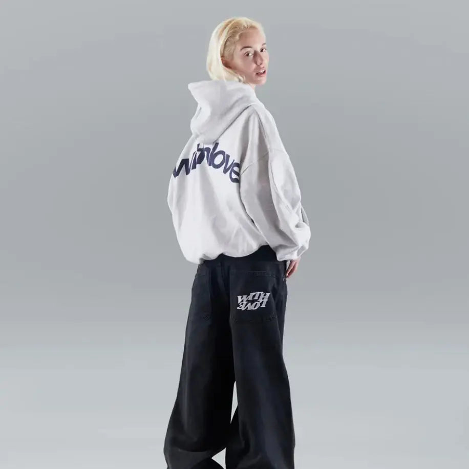 Dame Hoodie – Oversize Sweatshirt med Print og Kængurulomme - Havn Studio