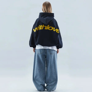 Dame Hoodie – Oversize Sweatshirt med Print og Kængurulomme - Havn Studio